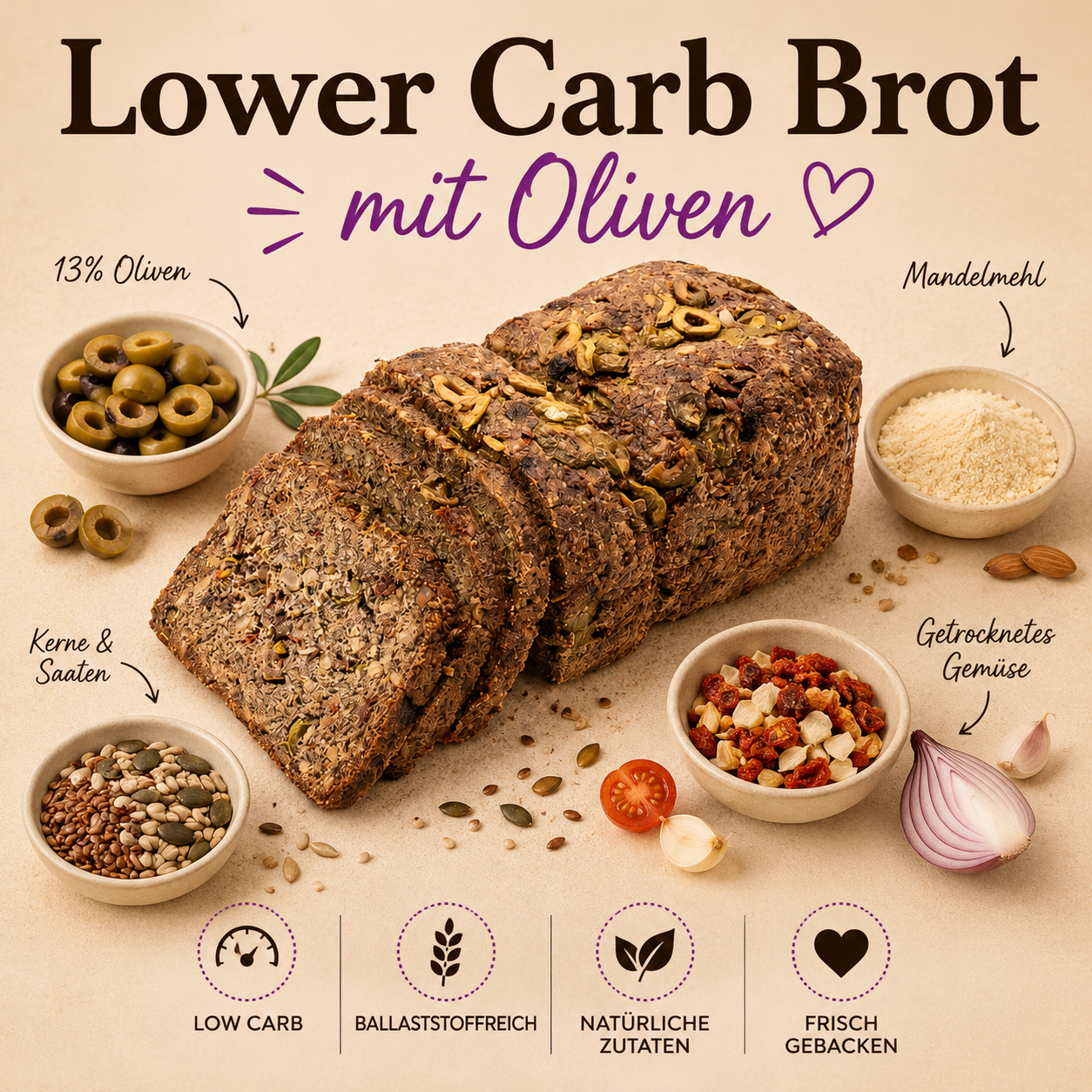 Lower Carb Brot "Oliven" - Oliva la vida