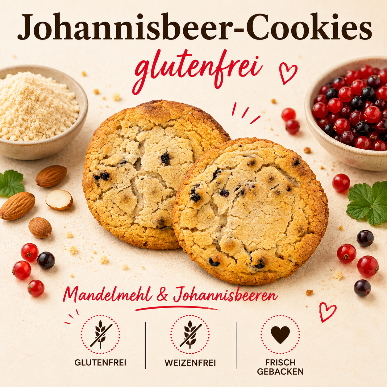 Johannisbeer-Cookies, glutenfrei - Sauer-Power