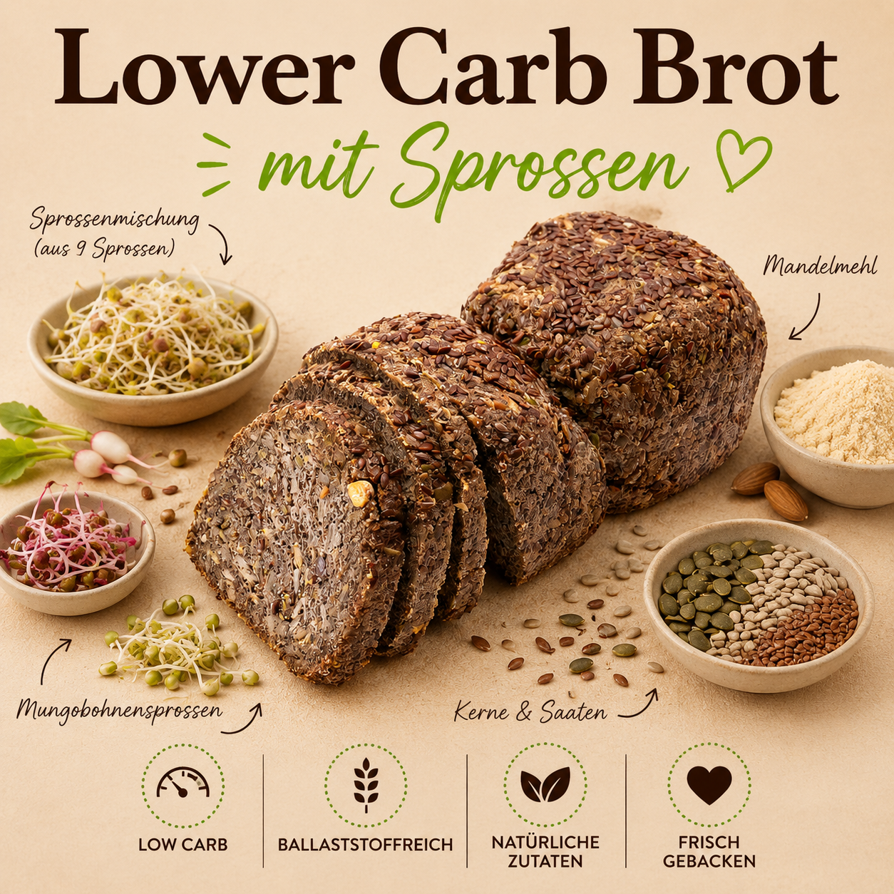 Lower Carb Brot "Sprossen" - Sprossenheld
