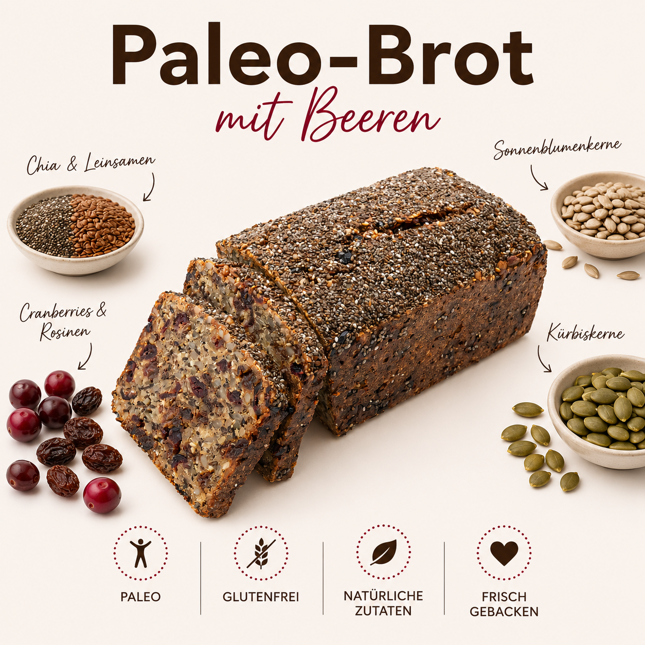 Kornsaaten-Brot mit Beeren - Schätzchen (früher: Superfood-Kornsaaten-Brot)